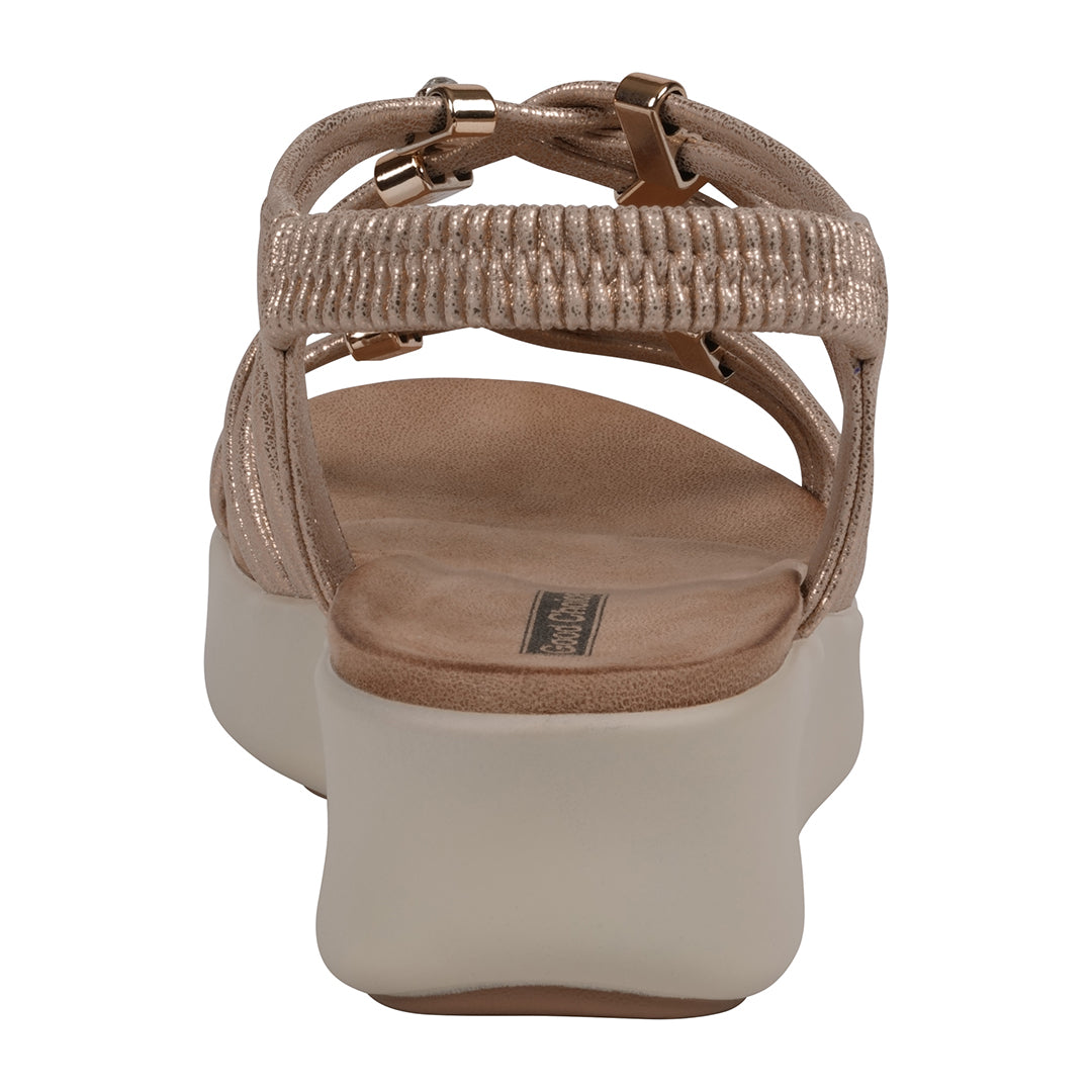 Women's Fran Gold Strappy Wedge Sandals